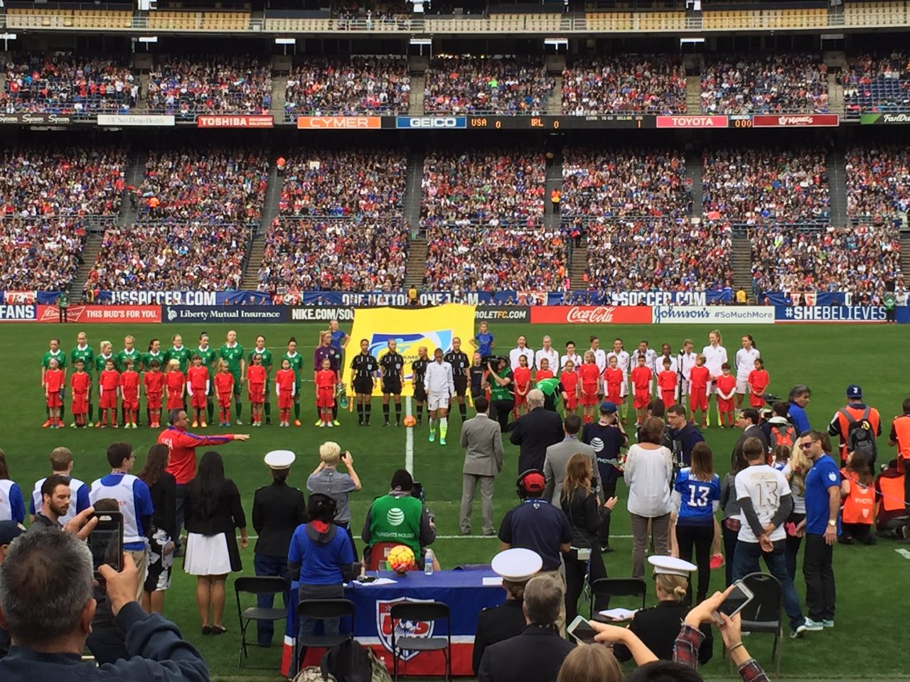 Sharks Accompany USA and Ireland Teams for National Anthem